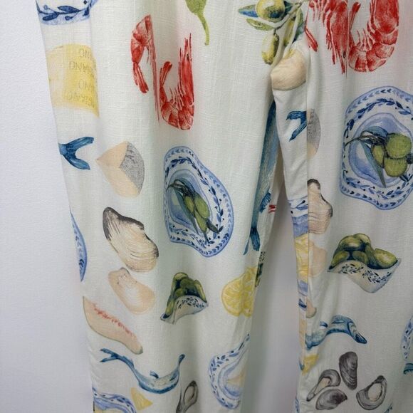 Calypso St. Barth Women’s Novelty Printed Summer Tapas Seafood Linen Blend Pull - Picture 7 of 11